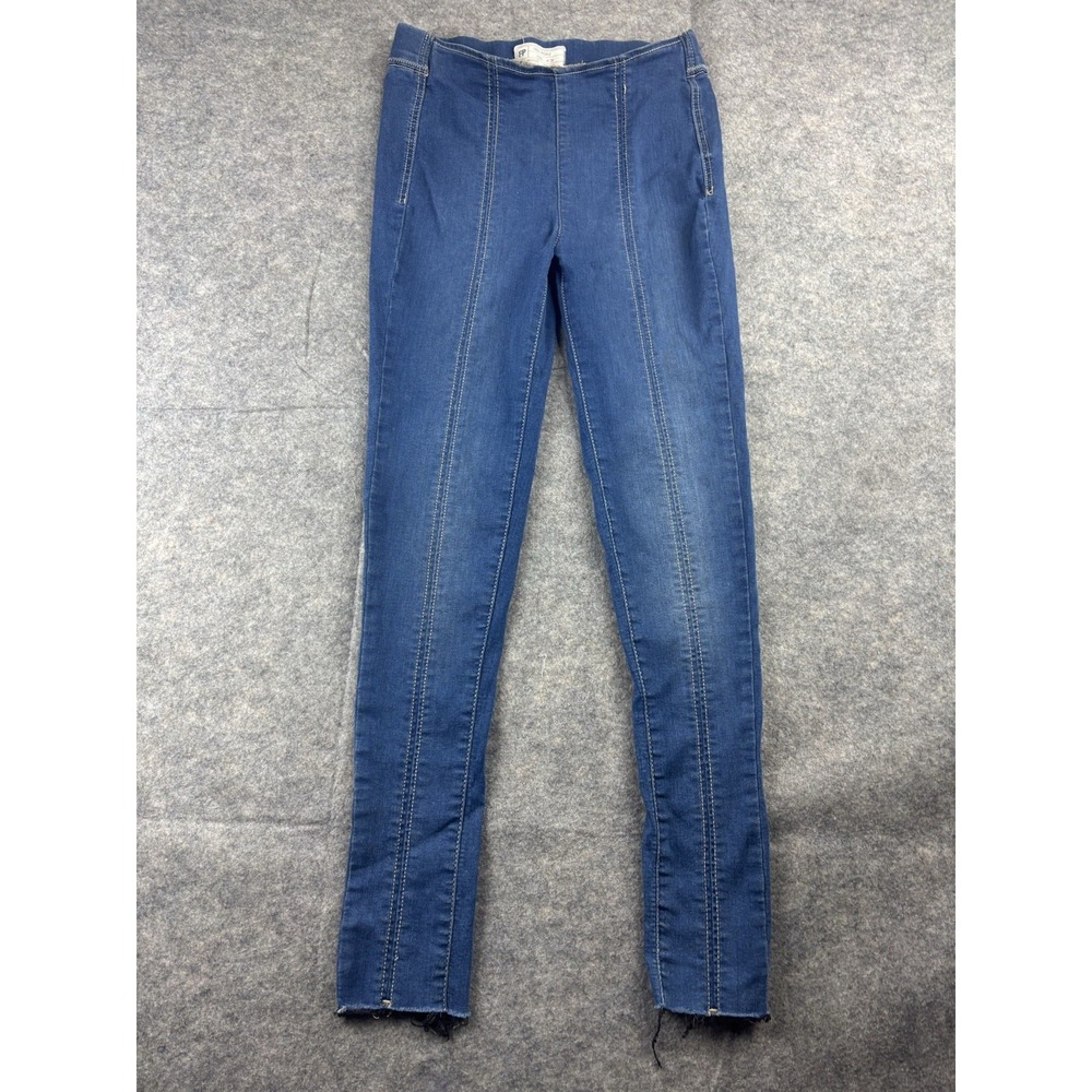 Free People Jeans 26 Elastic Waist Pull On Skinny High Waisted Denim Stretch